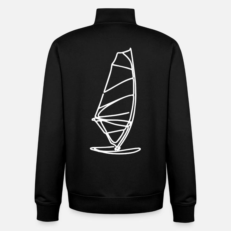 Windsurf Board Sketch - Unisex Organic Zip Sweatshirt by Stanley/Stella - black