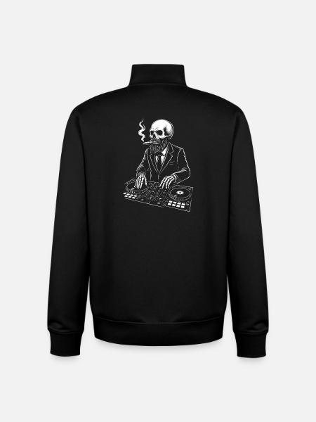 Skull DJ in Suit with Cigar - Unisex Organic Zip Sweatshirt by Stanley/Stella - black