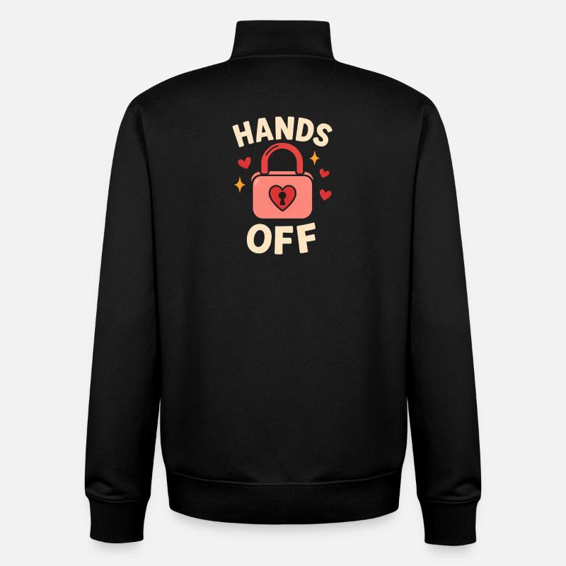 Hands Off – No Touching! - Unisex Organic Zip Sweatshirt by Stanley/Stella - black