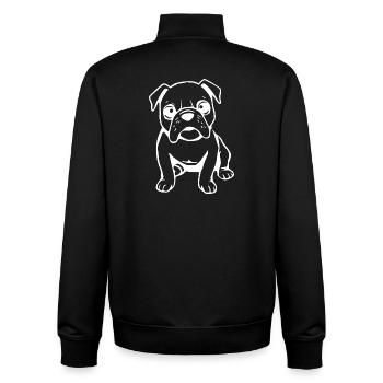 Bulldogge Hunde T-shirt Hundeshirt Geschenk  - Unisex Organic Zip Sweatshirt von Stanley/Stella - Schwarz - Hinten - AI Model Male 185 light (185cm)