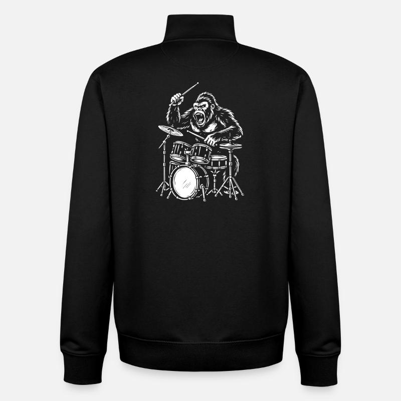 Fureur du Gorille du Tambour - Sweat zippé unisexe en coton bio Stanley/Stella - noir