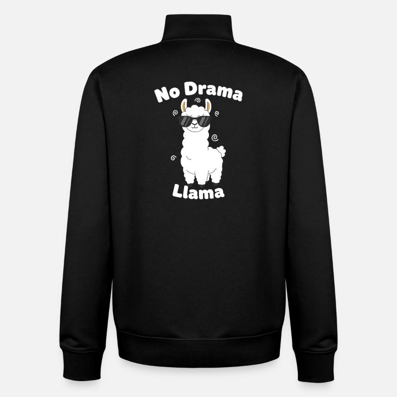 Pas de drame lama - Sweat zippé unisexe en coton bio Stanley/Stella - noir