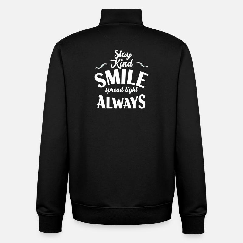Bleib freundlich, lächle immer - Unisex Organic Zip Sweatshirt von Stanley/Stella - Schwarz