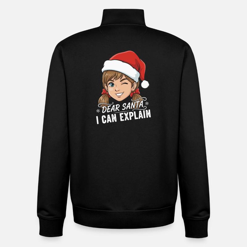 Dear Santa I Can Explain - Unisex Organic Zip Sweatshirt by Stanley/Stella - black