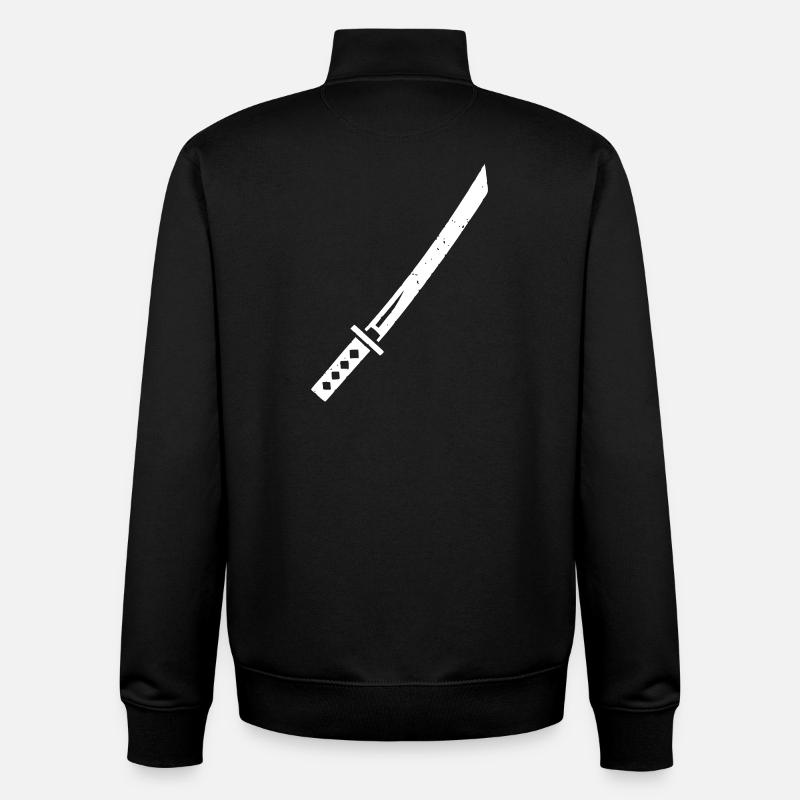 Katana Schwert Samurai Waffe Vektor - Unisex Organic Zip Sweatshirt von Stanley/Stella - Schwarz