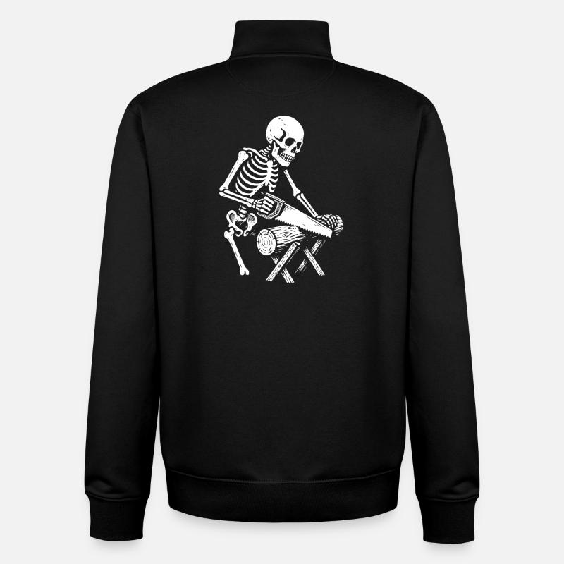 Skeleton Lumberjack Chainsaw Scene - Unisex Organic Zip Sweatshirt by Stanley/Stella - black
