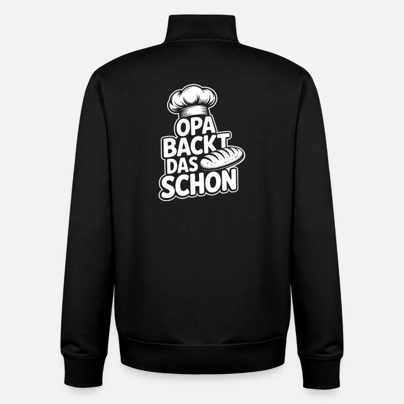 Opa backt das schon - Unisex Organic Zip Sweatshirt von Stanley/Stella - Schwarz