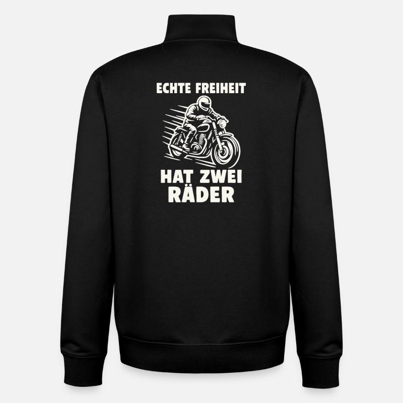 Real freedom has two wheels - Unisex Organic Zip Sweatshirt by Stanley/Stella - black