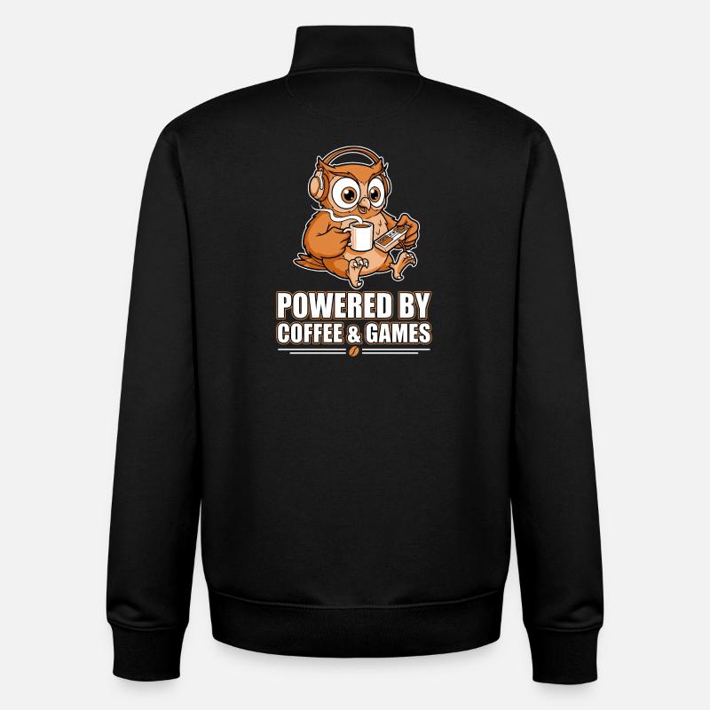 Hibou avec café et jeux - Sweat zippé unisexe en coton bio Stanley/Stella - noir