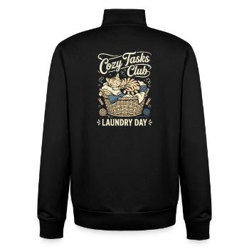 Cuddly kitten in the laundry basket - Unisex Organic Zip Sweatshirt by Stanley/Stella - black - Back - AI Model Male 185 light (185cm)