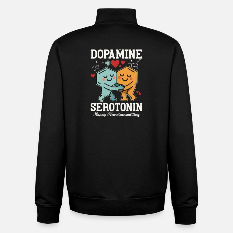 Dopamin-Serotonin-Umarmungsdesign - Unisex Organic Zip Sweatshirt von Stanley/Stella - Schwarz