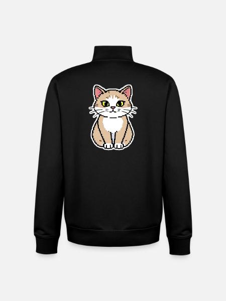Art pixel chat - Sweat zippé unisexe en coton bio Stanley/Stella - noir