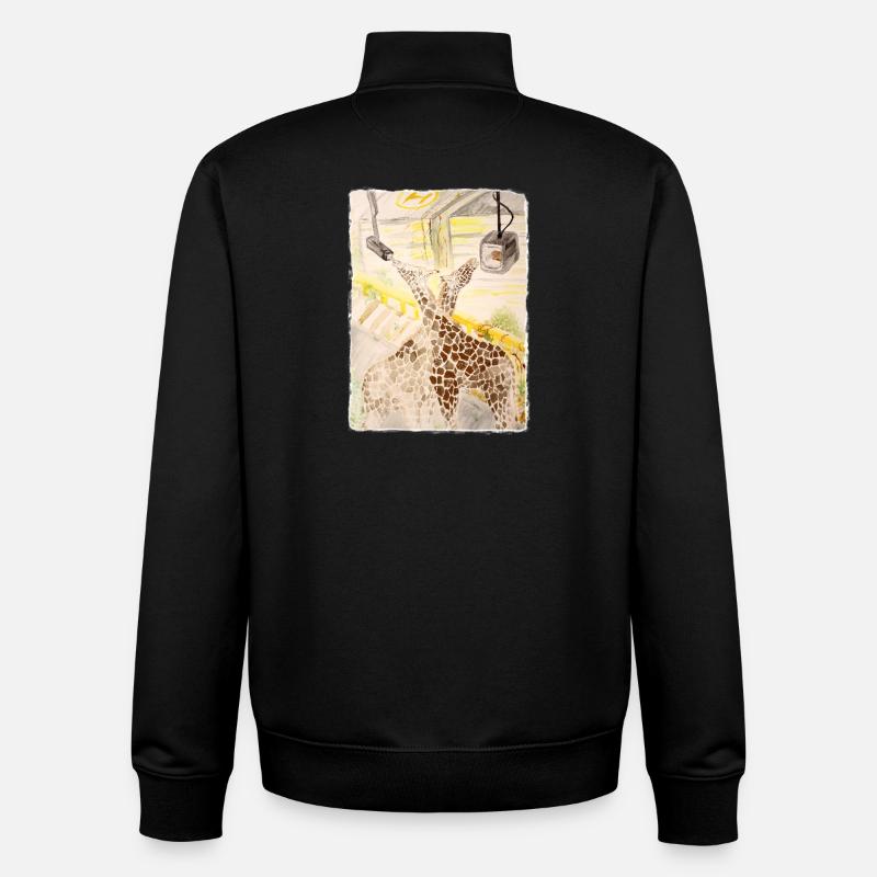 Giraffe Amid Neon Transit - Unisex Organic Zip Sweatshirt by Stanley/Stella - black