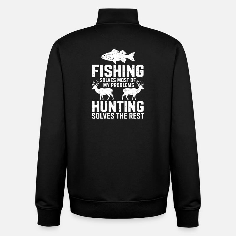 Jeu d’humour Pêche, Chasse - Sweat zippé unisexe en coton bio Stanley/Stella - noir