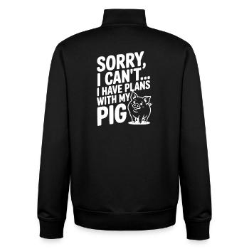 Désolé, je ne peux pas. J’ai des plans avec mon cochon. - Sweat zippé unisexe en coton bio Stanley/Stella - noir - Dos - AI Model Male 185 light (185cm)