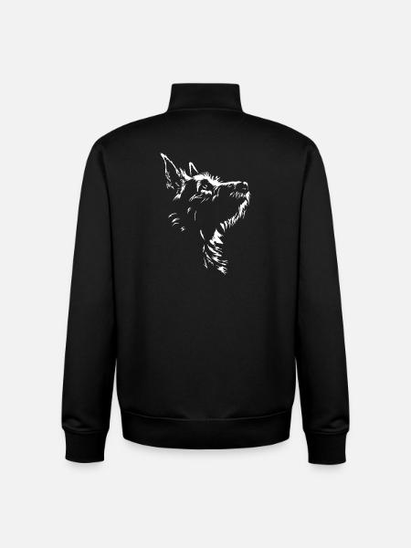 Berger Picard Silhouette Dog Dog Wilsigns - Unisex Organic Zip Sweatshirt by Stanley/Stella - black