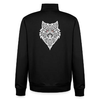 Geprägter Wolfkopf mit Tribal-Muster - Unisex Organic Zip Sweatshirt von Stanley/Stella - Schwarz - Hinten - AI Model Male 185 light (185cm)
