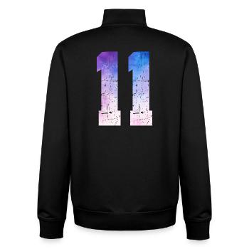 numéro 11 – Cadeau anniversaire 11 ans - Sweat zippé unisexe en coton bio Stanley/Stella - noir - Dos - AI Model Male 185 light (185cm)