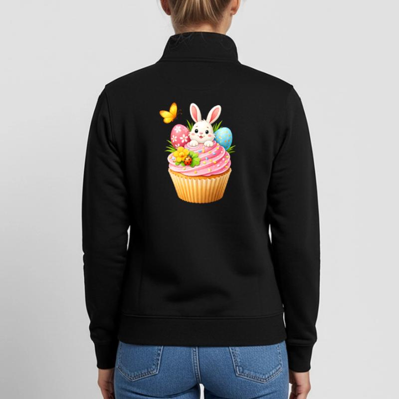 Cute Easter Bunny Cupcake with Colorful Easter Eggs Unisex Organic Zip Sweatshirt by Stanley/Stella