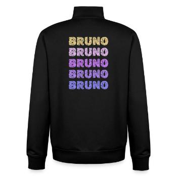 Bruno Repeated Pastel Letters - Unisex Organic Zip Sweatshirt by Stanley/Stella - black - Back - AI Model Male 185 light (185cm)