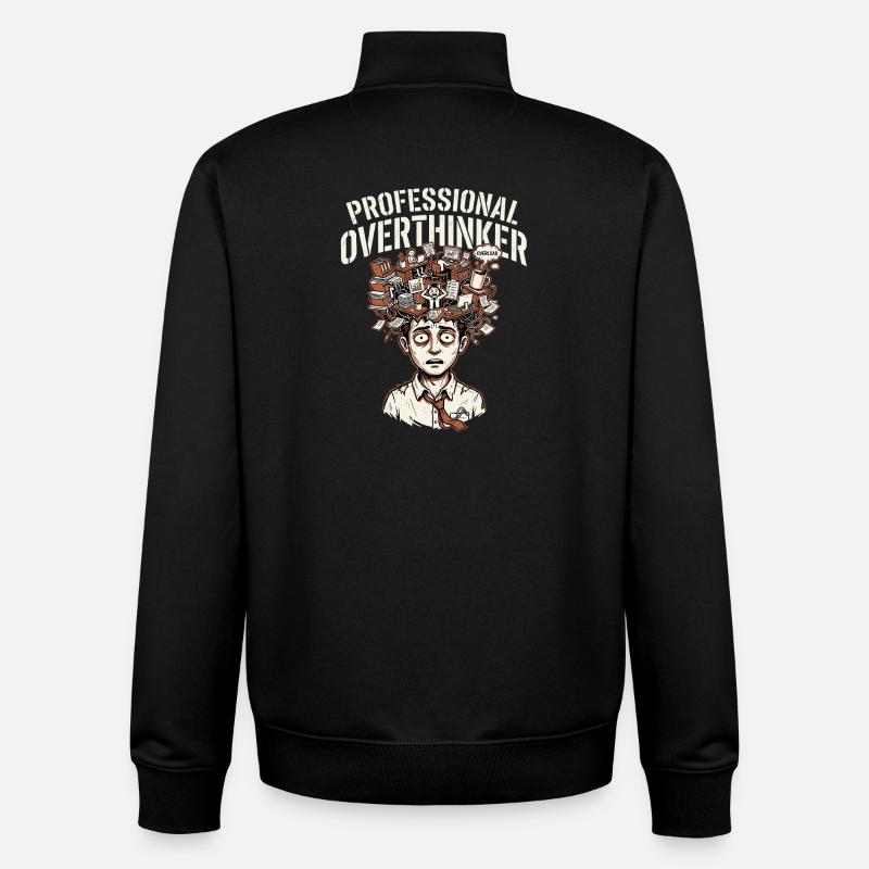 professional overthinker - Unisex Organic Zip Sweatshirt by Stanley/Stella - black