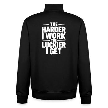 The Harder I Work The Luckier I Get - Unisex Organic Zip Sweatshirt by Stanley/Stella - black - Back - AI Model Male 185 light (185cm)