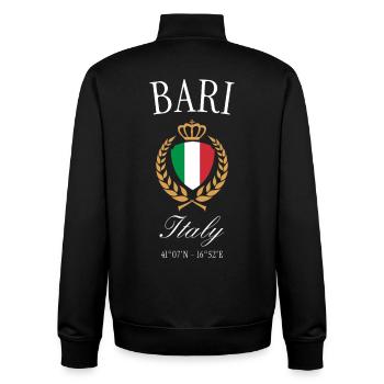 Bari Italy Coat of Arms Crown – Travel Souvenir - Unisex Organic Zip Sweatshirt by Stanley/Stella - black - Back - AI Model Male 185 light (185cm)