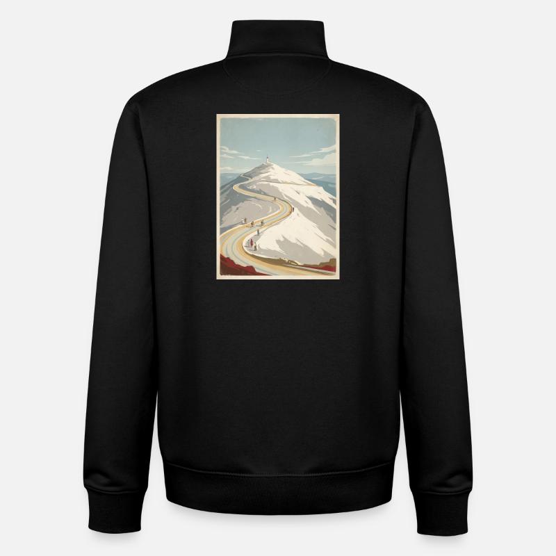 Ventoux Summit Road — Souvenir du cyclisme - Sweat zippé unisexe en coton bio Stanley/Stella - noir