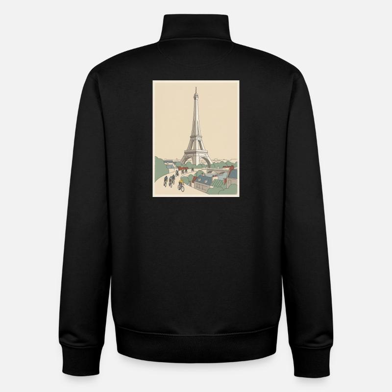 Paris Ride — Souvenir du cyclisme - Sweat zippé unisexe en coton bio Stanley/Stella - noir