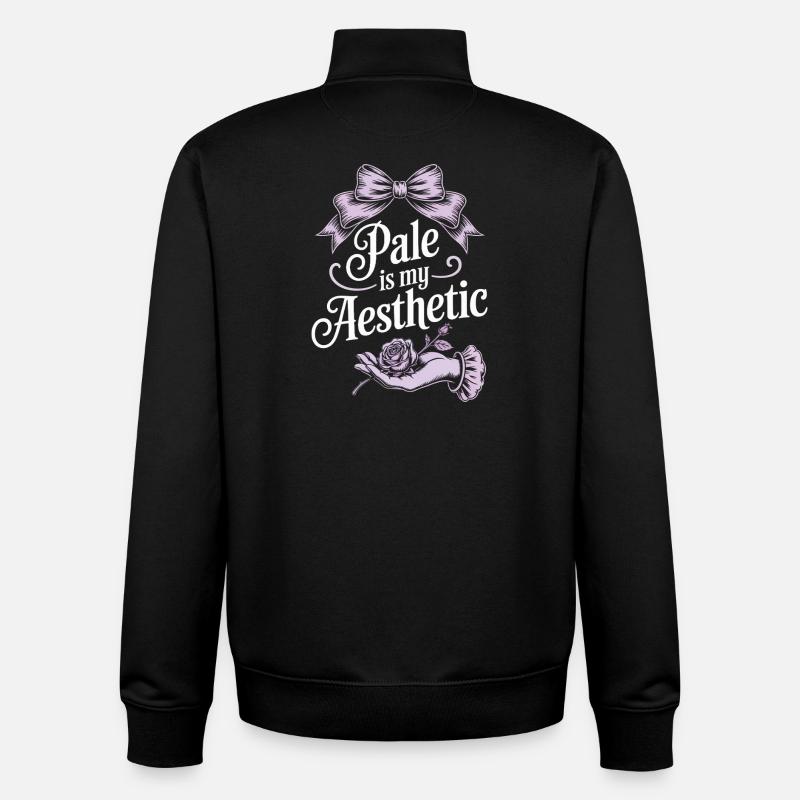 Pale Aesthetic Script with Bow - Unisex Organic Zip Sweatshirt by Stanley/Stella - black