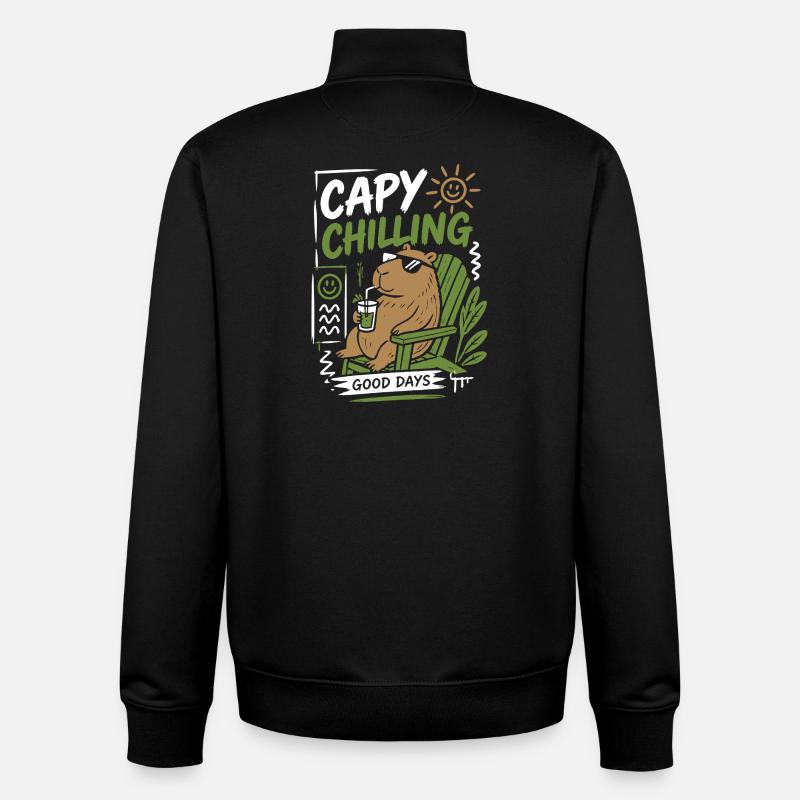 Capy Chilling Good Days - Unisex Organic Zip Sweatshirt von Stanley/Stella - Schwarz