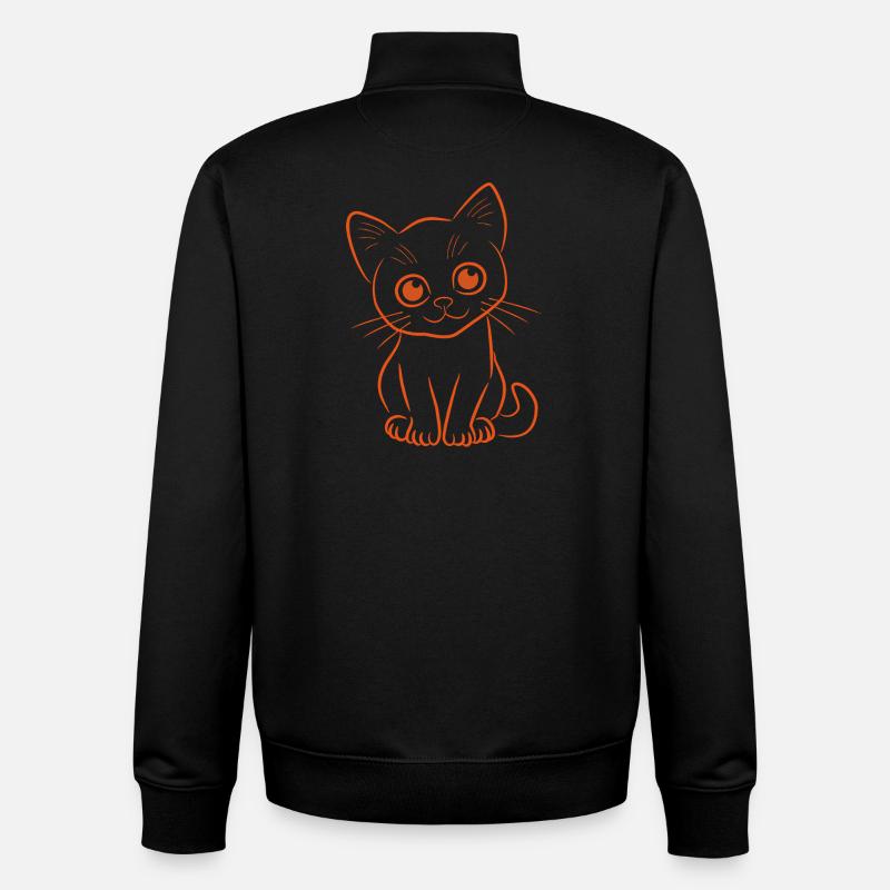 Kitten in orange - Unisex Organic Zip Sweatshirt by Stanley/Stella - black