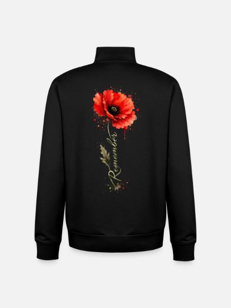 Poppy Remember | Remembrance Day Tribute - Unisex Organic Zip Sweatshirt by Stanley/Stella - black