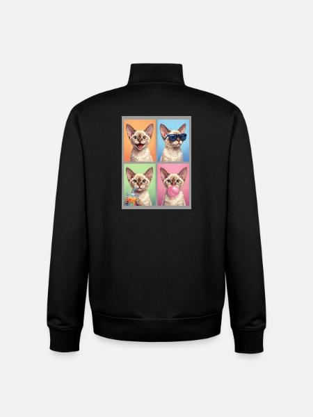 Cats Devon Rex Cat - Unisex Organic Zip Sweatshirt by Stanley/Stella - black