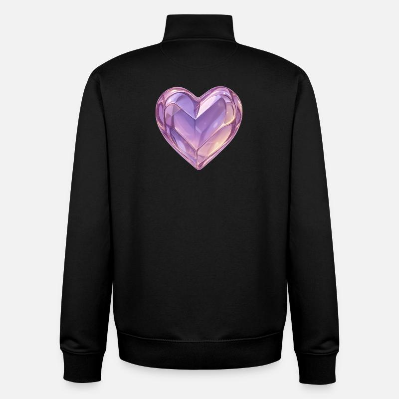 Coeur en verre 3D violet - Sweat zippé unisexe en coton bio Stanley/Stella - noir