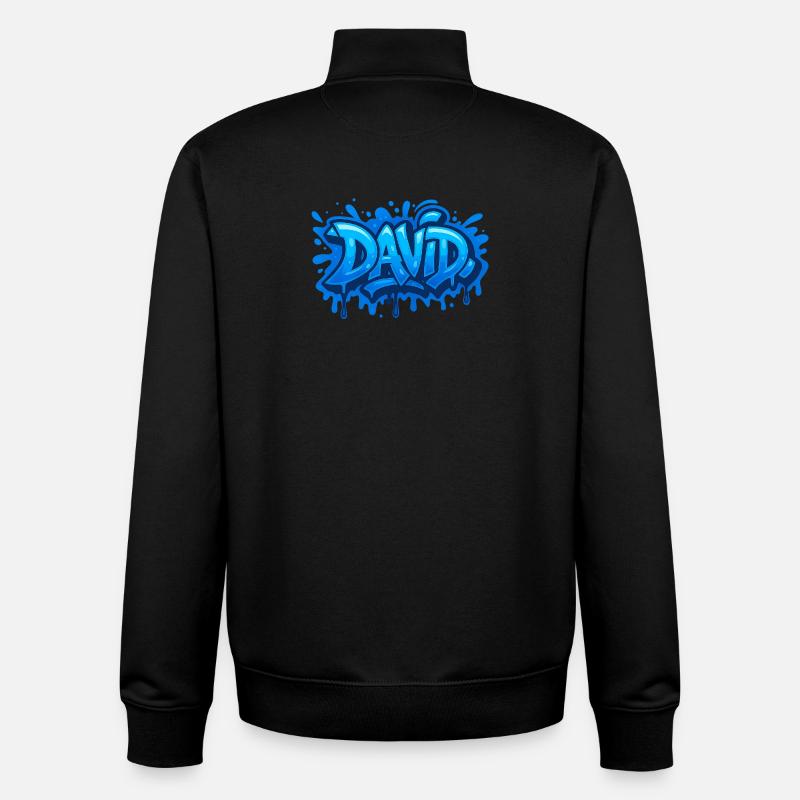 Graffiti DAVID Prénom cadeau idéal imprimable - Sweat zippé unisexe en coton bio Stanley/Stella - noir