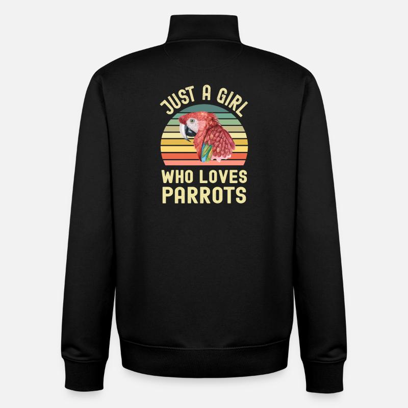 Ara perroquet - Sweat zippé unisexe en coton bio Stanley/Stella - noir