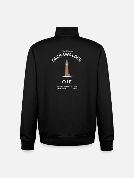 Wyspa ochrony ptaków Greifswalder Oie, latarnia morska - Bluza unisex rozpinana z bawełny organicznej Stanley/Stella - czarny
