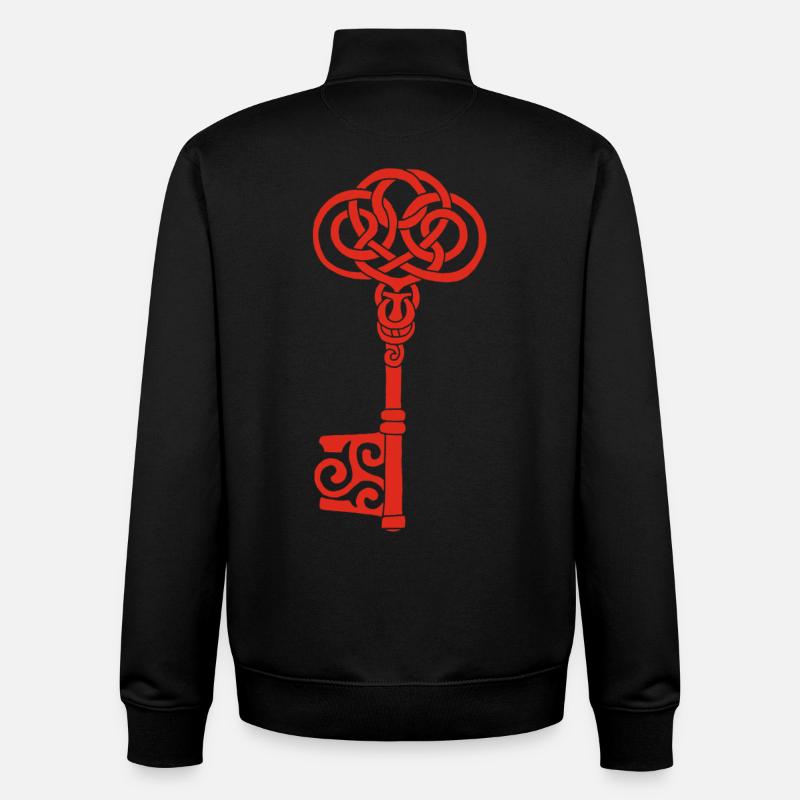 Roter keltischer Schlüssel - Unisex Organic Zip Sweatshirt von Stanley/Stella - Schwarz