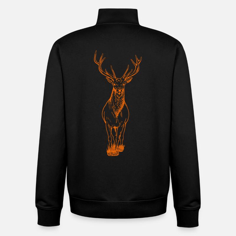 Orange cerf - Sweat zippé unisexe en coton bio Stanley/Stella - noir