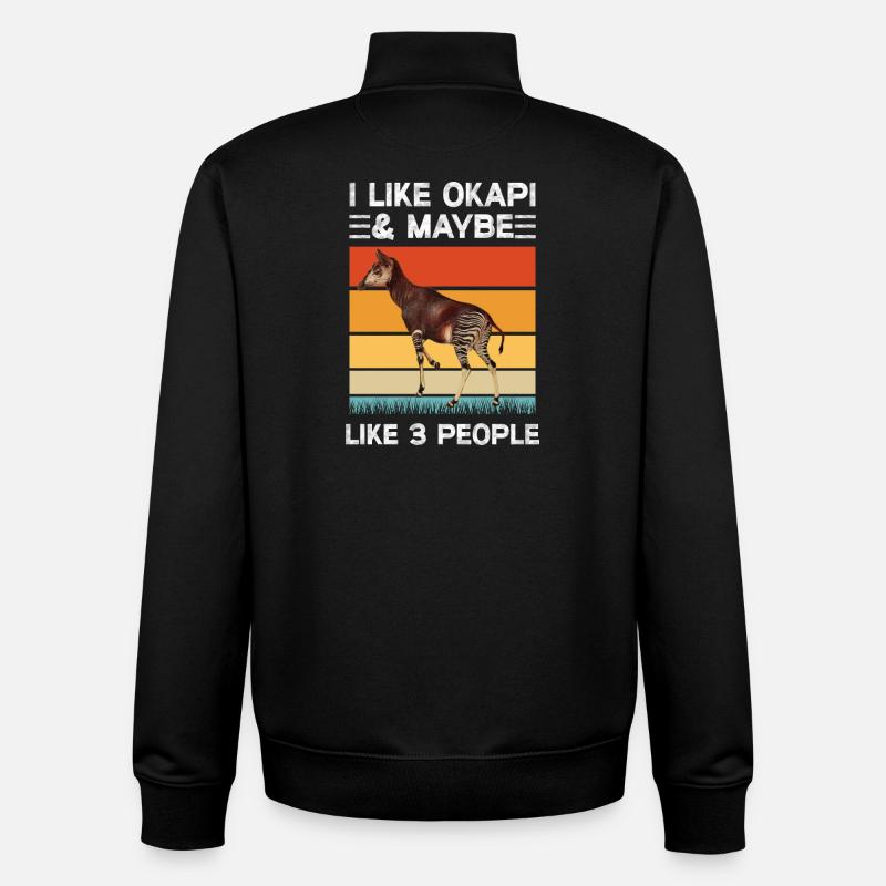 I like Okapi - Unisex Organic Zip Sweatshirt by Stanley/Stella - black
