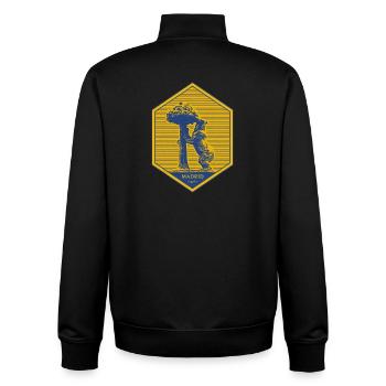 Madrid emblem with bear and tree - Unisex Organic Zip Sweatshirt by Stanley/Stella - black - Back - AI Model Male 185 light (185cm)