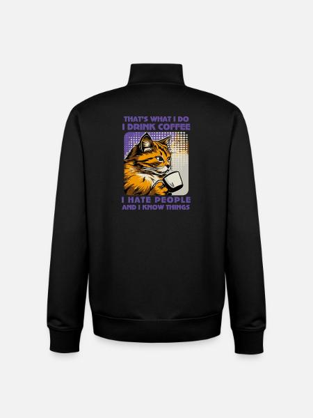 Caffeine-Powered Cat Lover - Unisex Organic Zip Sweatshirt by Stanley/Stella - black