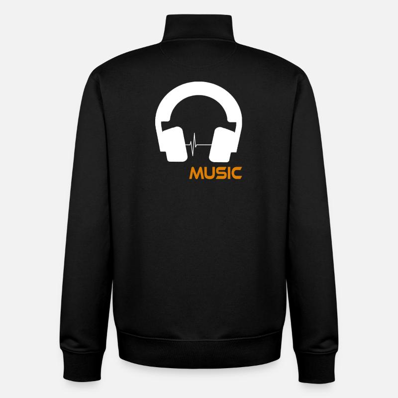 Musikwellen-Headset-Logo - Unisex Organic Zip Sweatshirt von Stanley/Stella - Schwarz
