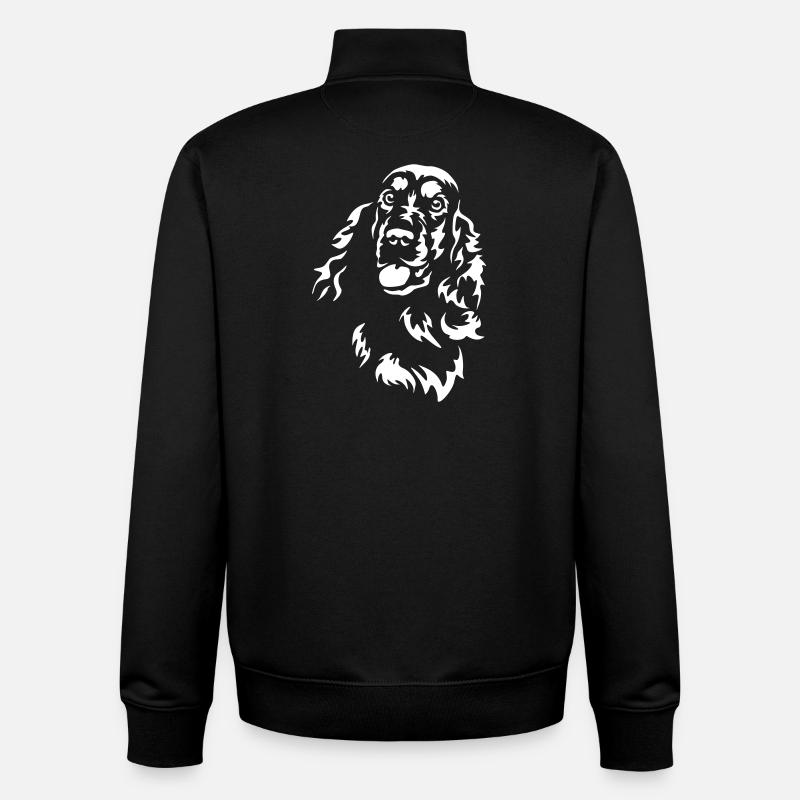 Cocker Spaniel Head « Black Edition » - Sweat zippé unisexe en coton bio Stanley/Stella - noir