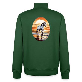 Horse on the beach - Unisex Organic Zip Sweatshirt by Stanley/Stella - bottle green - Back - AI Model Male 185 dark (185cm)