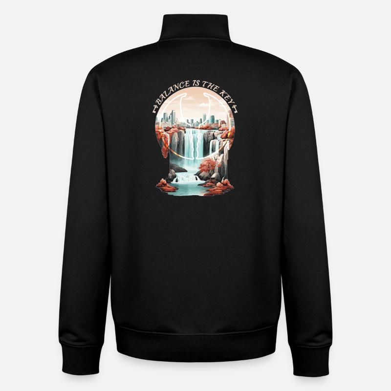 L’équilibre est la clé - Sweat zippé unisexe en coton bio Stanley/Stella - noir