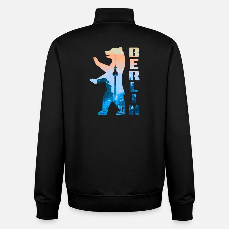 Berlin Bear Silhouette - Unisex Organic Zip Sweatshirt by Stanley/Stella - black