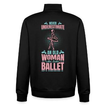 Never Underestimate An Old Ballet Dancer - Unisex Organic Zip Sweatshirt by Stanley/Stella - black - Back - AI Model Male 185 light (185cm)