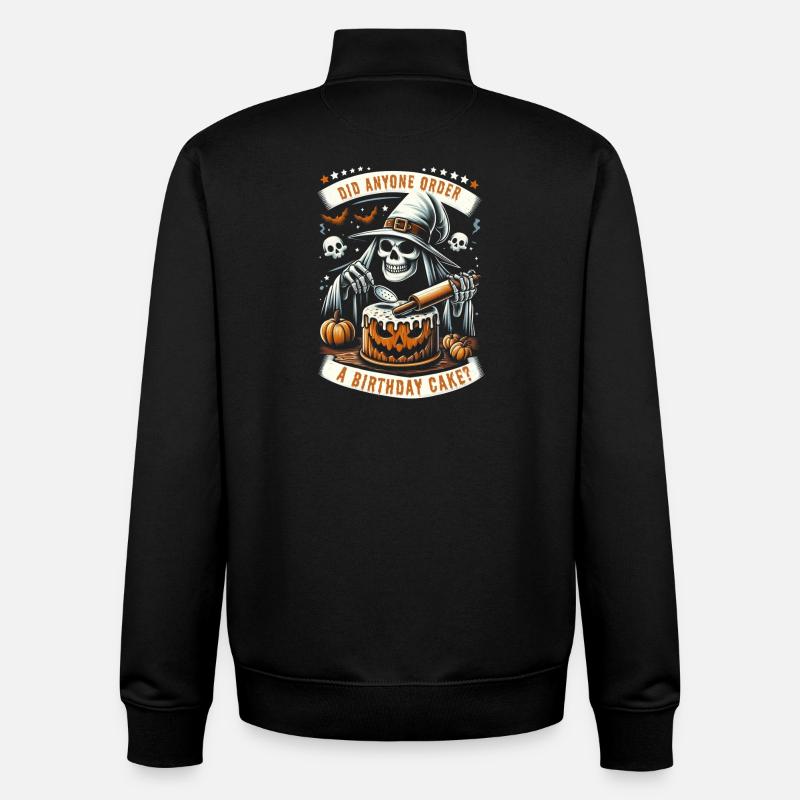 Gâteau d’anniversaire effrayant d’Halloween - Sweat zippé unisexe en coton bio Stanley/Stella - noir